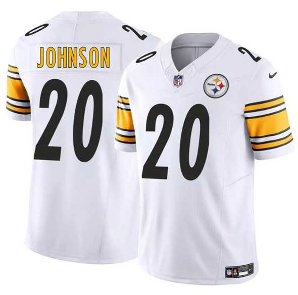 Men & Women & Youth Pittsburgh Steelers #20 Kaleb Johnson White 2025 Draft F.U.S.E. Vapor Limited Stitched Jersey